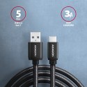 BUCM3-AM10AB Kabel USB-C - USB-A 3.2 Gen 1, 1m, 3A, ALU, oplot, Czarny