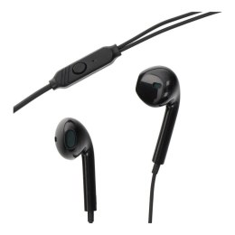 SŁUCHAWKI DOUSZNE Z MIKROF PA-E65 czarne smartphone/MP3/tablet