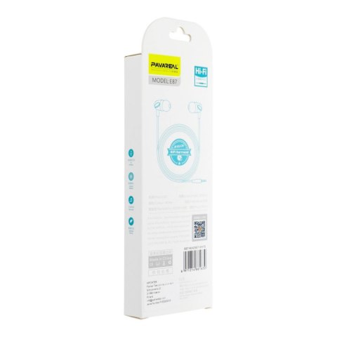 SŁUCHAWKI DOUSZNE Z MIKROF PA-E87 białe smartphone/MP3/tablet