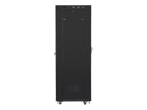 Szafa instalacyjna rack stojąca 19 42U 600x800 czarna, drzwi szklane lcd (Flat pack)