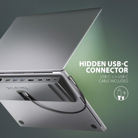 HMC-4KX3 Wieloportowy hub USB 11in1, 5Gbps, 3x USB-A, 2x HDMI 4K/60Hz+ DP 4K/60Hz+ GLAN + SD/microSD + audio, PD 100W, 40cm USB-