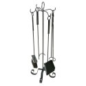 Czarny zestaw kominkowy 5 elementówWykonany z metalu, solidny przybornik do czyszczenia kominka w kolorze czarnym