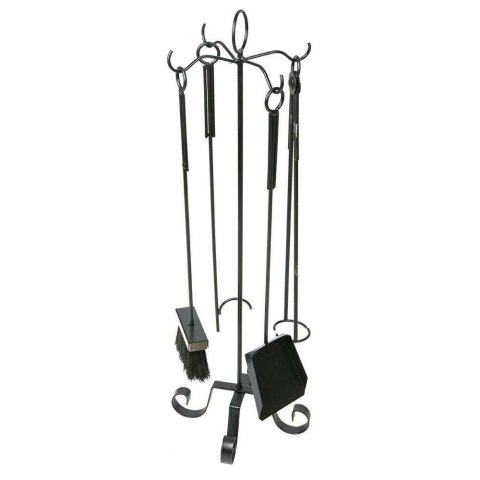 Czarny zestaw kominkowy 5 elementówWykonany z metalu, solidny przybornik do czyszczenia kominka w kolorze czarnym