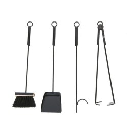 Czarny zestaw kominkowy 5 elementówWykonany z metalu, solidny przybornik do czyszczenia kominka w kolorze czarnym