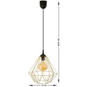 Lampa geometryczna Diamond złota 25 cm Wykonana z metalu, nowoczesny design, dł. przewodu 90 cm, gwint E27, zasilanie 230V