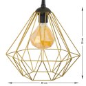 Lampa geometryczna Diamond złota 25 cm Wykonana z metalu, nowoczesny design, dł. przewodu 90 cm, gwint E27, zasilanie 230V