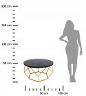 Stolik kawowy Diamond 70 cm złoto czarny wysokość 40 cm, średnica 70 cm