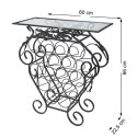 Czarny barek stojak na 16 butelek GarthWonstrukcja z metalu, stylowy szklany blat, kolor czarny