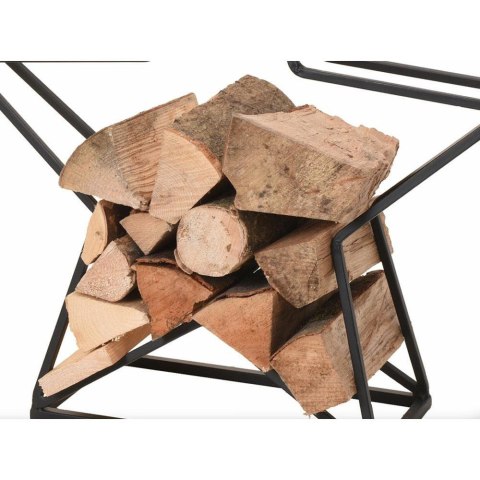 Kosz na drewno w kształcie gwiazdy Wykonany z metalu w kolorze czarnym stojak na drewno kominkowe w świątecznym klimacie