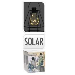 Lampa solarna z żarówką LED wzór 2 Lampka ogrodowa wisząca, wykonana z metalu, latarnia słoneczna 8 Led, geometryczna o wysokośc