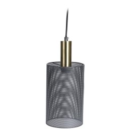Lampa wisząca metalowa w stylu Loft Z abażurem z siatki w surowym wykonaniu w kolorze stalowym, o wymiarach: 24x15 cm, e27
