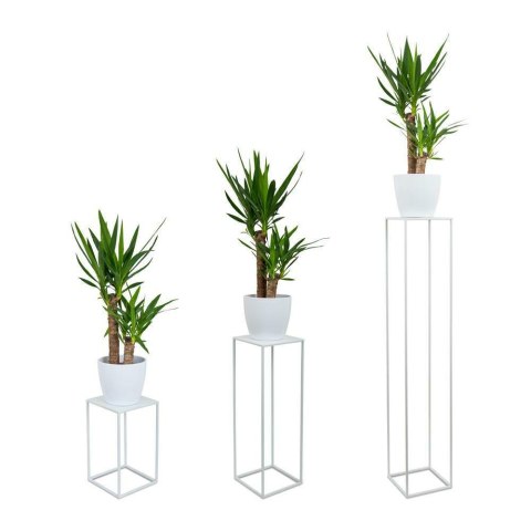 Nowoczesny kwietnik stojący 40cm białyWykonany z metalu, prosty i solidny stojak na kwiaty w kolorze białym