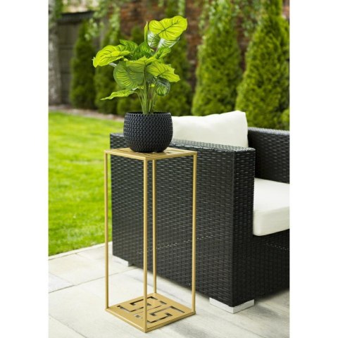Nowoczesny stojący kwietnik 60 cm złoty Wykonany z metalu, loftowy i modny stojak na kwiatki w kolorze złotym