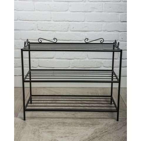 Półka na buty metalowa wzór EsyWykonana z metalu, stylowa półeczka na obuwie w kolorze czarnym