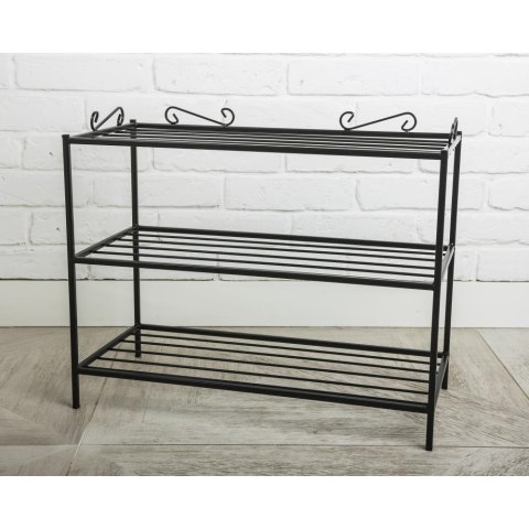 Półka na buty metalowa wzór EsyWykonana z metalu, stylowa półeczka na obuwie w kolorze czarnym