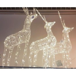 Renifer akrylowy duży 100 LED Ozdoba świąteczna w postaci renifera wykonana z metalu i akrylu, w kolorze białym, wysokość 100 cm