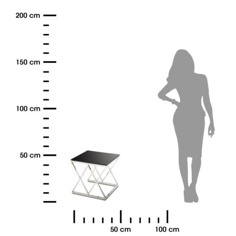 Komplet 3 stolików Timantti Silver Black Wykonane ze stali nierdzewnej w kolorze srebrnym, blat z hartowanego czarnego szkła
