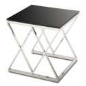 Komplet 3 stolików Timantti Silver Black Wykonane ze stali nierdzewnej w kolorze srebrnym, blat z hartowanego czarnego szkła