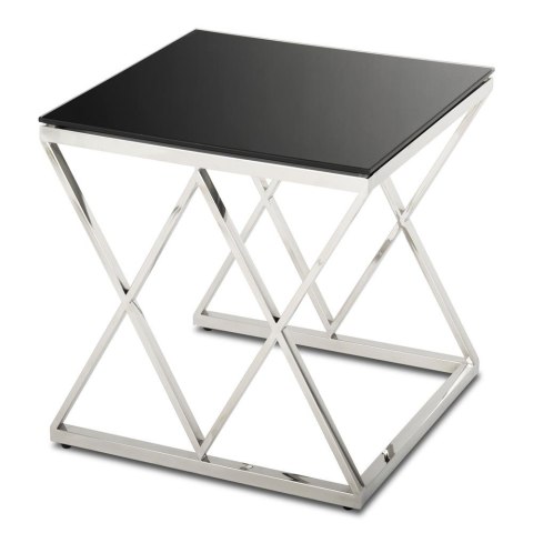 Komplet 3 stolików Timantti Silver Black Wykonane ze stali nierdzewnej w kolorze srebrnym, blat z hartowanego czarnego szkła