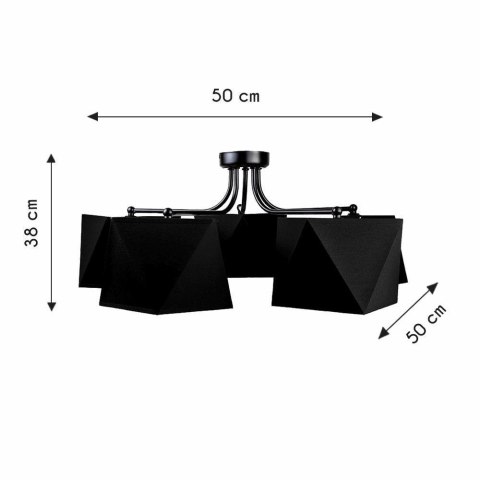 Lampa sufitowa Piazza Cinque Lampa sufitowa z pięcioma czarnymi abażurami. Wysokość 38 cm, średnica 50 cm