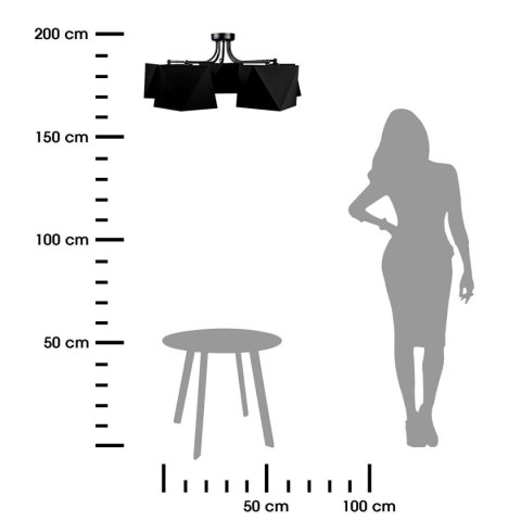Lampa sufitowa Piazza Cinque Lampa sufitowa z pięcioma czarnymi abażurami. Wysokość 38 cm, średnica 50 cm
