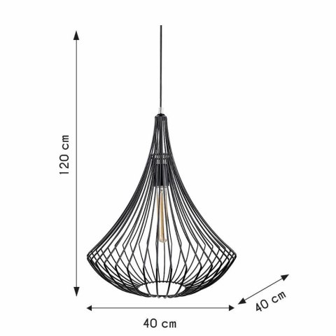 Lampa wisząca Clessidra Nera Druciana lampa, lakierowana na czarno. Wysokość max. 120 cm, średnica 40 cm