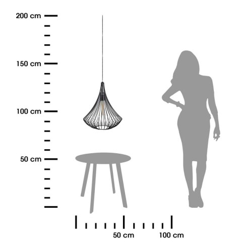 Lampa wisząca Clessidra Nera Druciana lampa, lakierowana na czarno. Wysokość max. 120 cm, średnica 40 cm