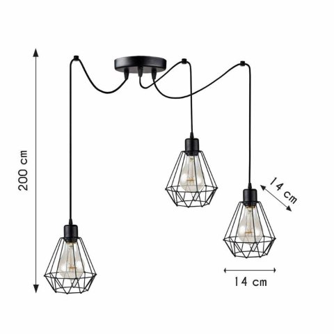 Lampa wisząca Triplo Ragno Diamante Lampa wisząca typu druciak w formie potrójnego pająka. Wysokość max. 300 cm, średnica 14 cm