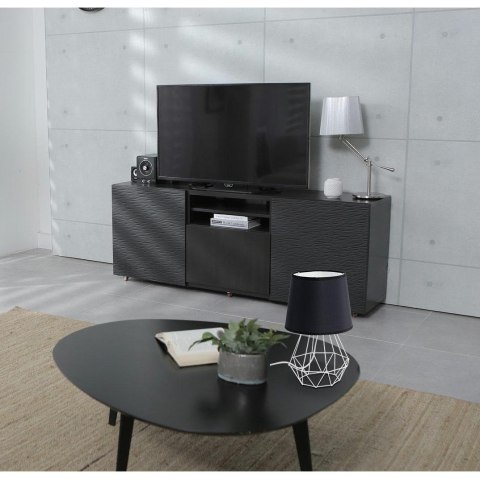 Lampka nocna stołowa Diament biel czerń Wykonana z metalu i materiału, stylowa i nowoczesna lampa w kolorze biało czarny