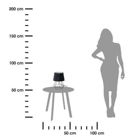 Lampka nocna stołowa Diament czarna Wykonana z metalu i materiału, stylowa i nowoczesna lampa w kolorze czarnym