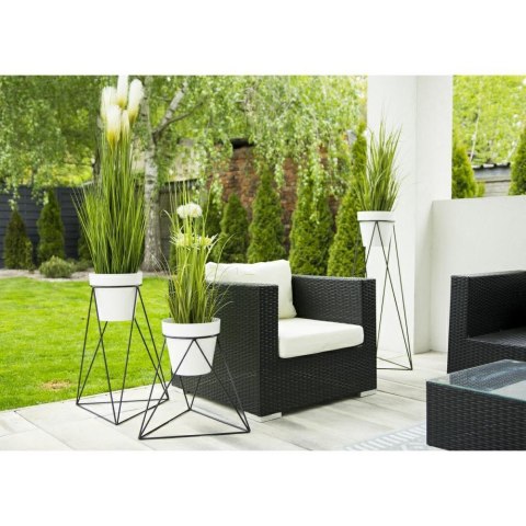 Nowoczesny kwietnik stojący 90 cm czarny Wykonany z metalu, prosty i stylowy stojak na kwiatki w kolorze czarnym