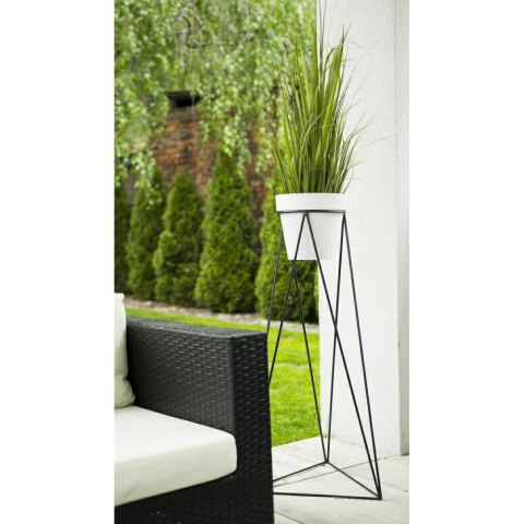 Nowoczesny kwietnik stojący 90 cm czarny Wykonany z metalu, prosty i stylowy stojak na kwiatki w kolorze czarnym