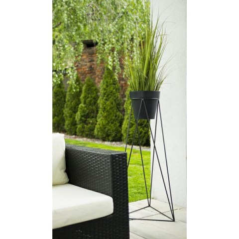Nowoczesny kwietnik stojący 90 cm czarny Wykonany z metalu, prosty i stylowy stojak na kwiatki w kolorze czarnym