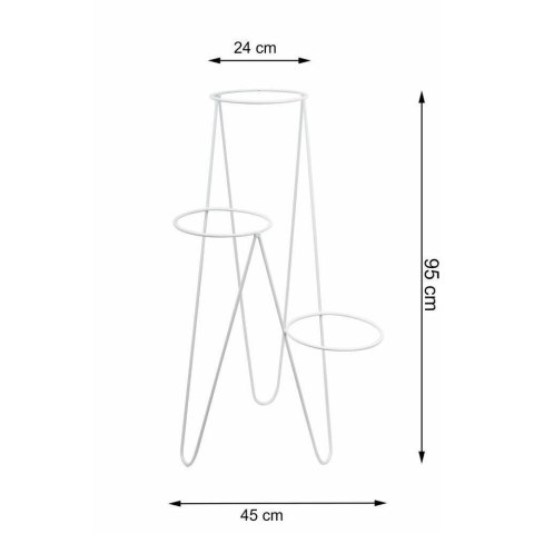 Nowoczesny potrójny kwietnik 95cm biały Wykonany z metalu, prosty i stylowy stojak na kwiatki w kolorze białym