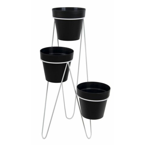 Nowoczesny potrójny kwietnik 95cm biały Wykonany z metalu, prosty i stylowy stojak na kwiatki w kolorze białym