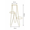Nowoczesny potrójny kwietnik 95cm złoty Wykonany z metalu, prosty i stylowy stojak na kwiatki w kolorze złotym