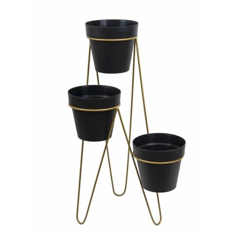 Nowoczesny potrójny kwietnik 95cm złoty Wykonany z metalu, prosty i stylowy stojak na kwiatki w kolorze złotym