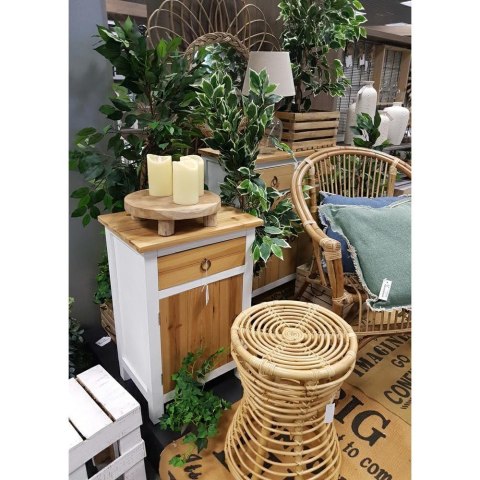 Podstawka z drewna tekowego 30 cm Okrągła podstawka na nóżkach spełniająca rolę tacy na przekąski, podstawki pod donicę czy świe