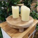 Podstawka z drewna tekowego 30 cm Okrągła podstawka na nóżkach spełniająca rolę tacy na przekąski, podstawki pod donicę czy świe