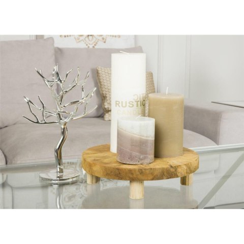 Podstawka z drewna tekowego 30 cm Okrągła podstawka na nóżkach spełniająca rolę tacy na przekąski, podstawki pod donicę czy świe