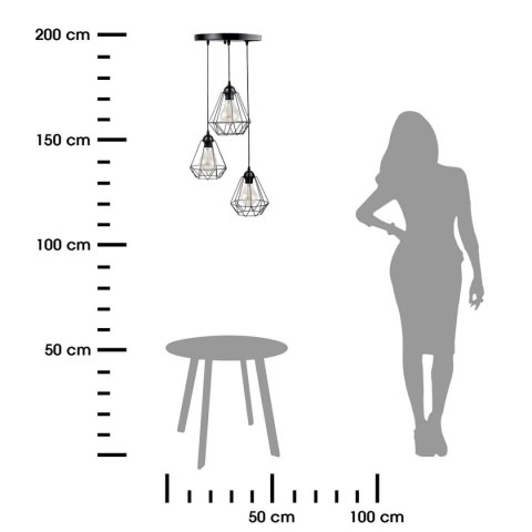 Potrójna lampa wisząca Triplo Diamante Lampa sufitowa składająca się z trzech lamp wiszących typu Diament. Wysokość max. 85 cm, 