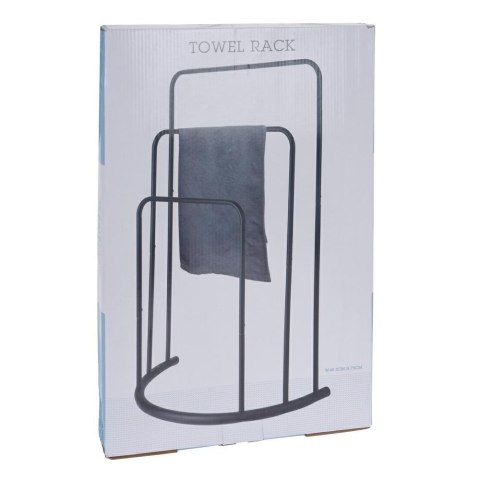 Stojak łazienkowy na ręczniki czarny Wieszak stojący na ręczniki wykonany z metalu w kolorze czarnym o wymiarach: 75x49,5 cm