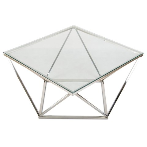 Stolik kawowy Diamanta Silver Wykonany ze stali nierdzewnej w kolorze srebrnym, wymiary 80x80x45 cm, blat z hartowanego szkła