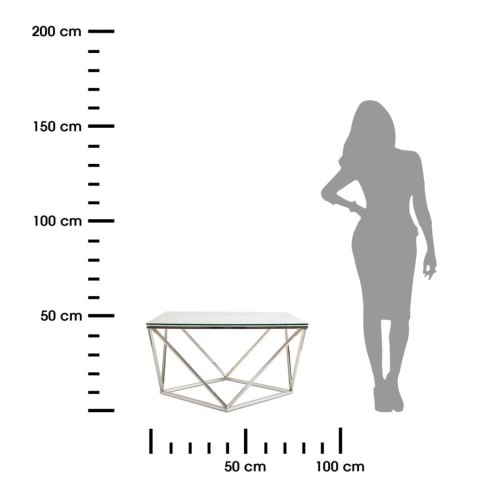Stolik kawowy Diamanta Silver Wykonany ze stali nierdzewnej w kolorze srebrnym, wymiary 80x80x45 cm, blat z hartowanego szkła