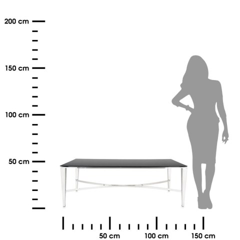 Stolik kawowy Rays Silver Black Wykonany ze stali nierdzewnej w kolorze srebrnym, wymiary 130x70x45 cm, blat z hartowanego szkła