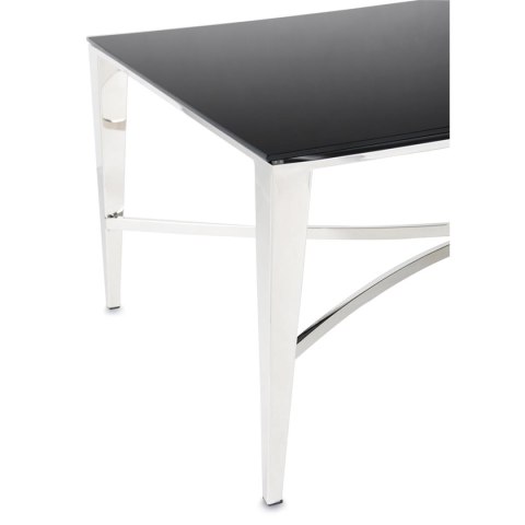 Stolik kawowy Rays Silver Black Wykonany ze stali nierdzewnej w kolorze srebrnym, wymiary 130x70x45 cm, blat z hartowanego szkła