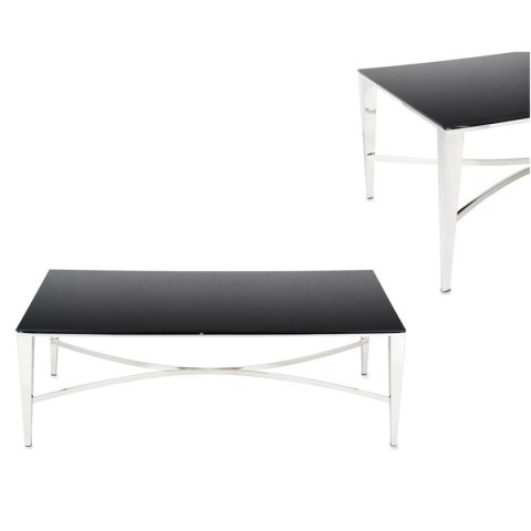 Stolik kawowy Rays Silver Black Wykonany ze stali nierdzewnej w kolorze srebrnym, wymiary 130x70x45 cm, blat z hartowanego szkła