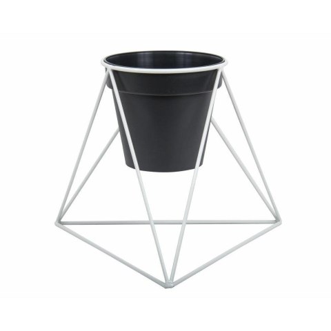 Trójkątny kwietnik stojący 40 cm biały Wykonany z metalu, prosty i stylowy stojak na kwiatki w kolorze białym