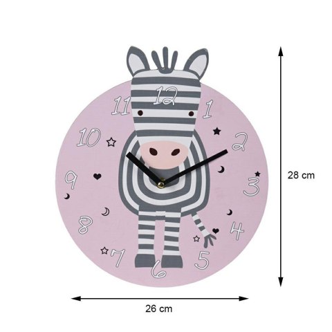 Zegar ścienny okrągły Zebra Zegar dziecięcy do powieszenia na ścianę o średnicy 26 cm