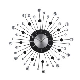 Zegar ścienny z kryształkami 42cm wzór 2 Zegar na ścianę wykonany z metalu, okrągły, w nowoczesnym designie do salonu, sypialni